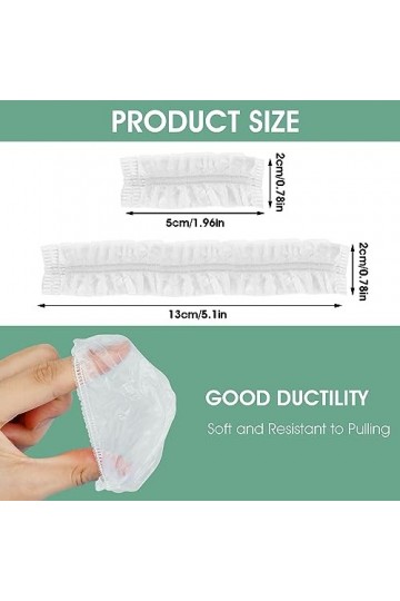Bremorou Lot de 100 cache-oreilles transparents pour protéger les oreilles de leau, Transparent, 5.1 × 0.78 inches