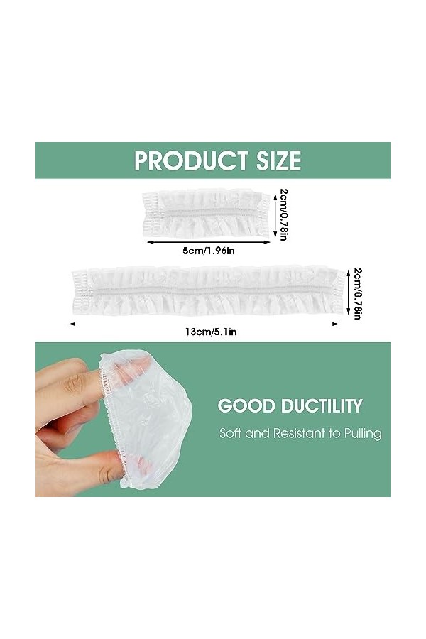 Bremorou Lot de 100 cache-oreilles transparents pour protéger les oreilles de leau, Transparent, 5.1 × 0.78 inches