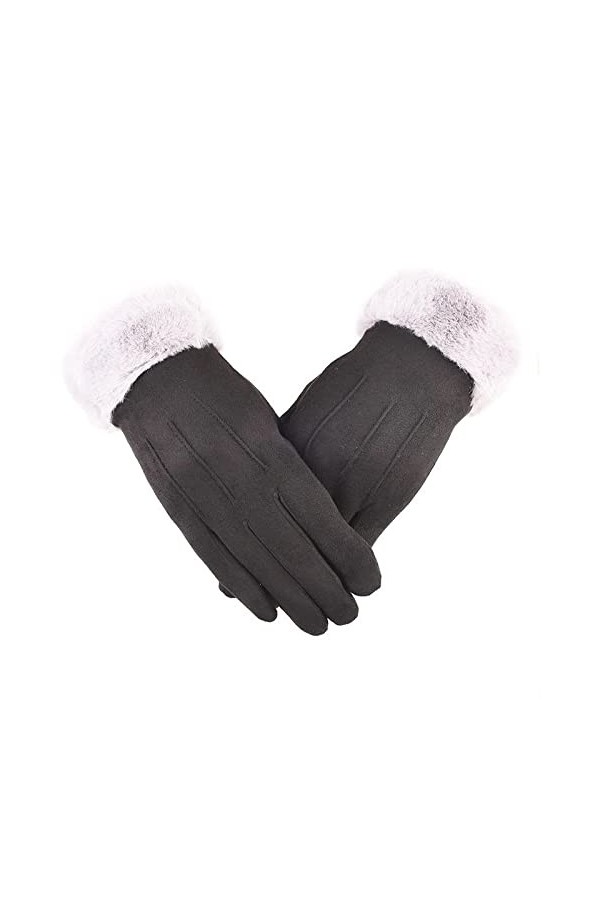 Gants D Hiver Gants dautomne Et dhiver pour Femmes Gants en Coton À Écran Tactile Chaud Et Gants Épais en Velours Noir