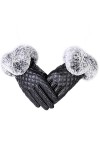UKKO Gants Dames Femmes Chaudes Gants dhiver Épais Gants en Cuir Girls De Taille Libre avec des Gants Femelles Fourrure De L