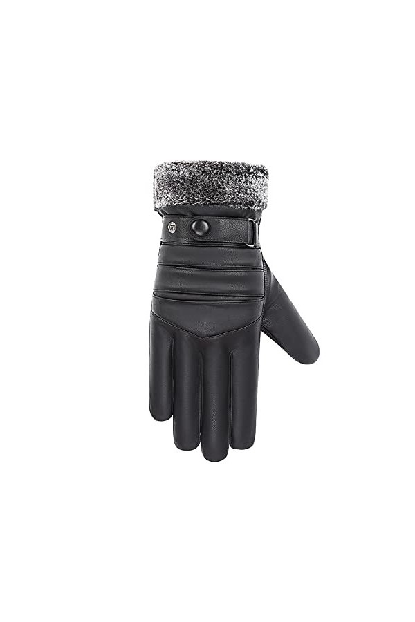 Femme Gants Gants En Cuir Pour Hommes Hiver Coupe-Vent Et Chaleur Avec Épaississement Velours Écran Tactile Sports De Plein A