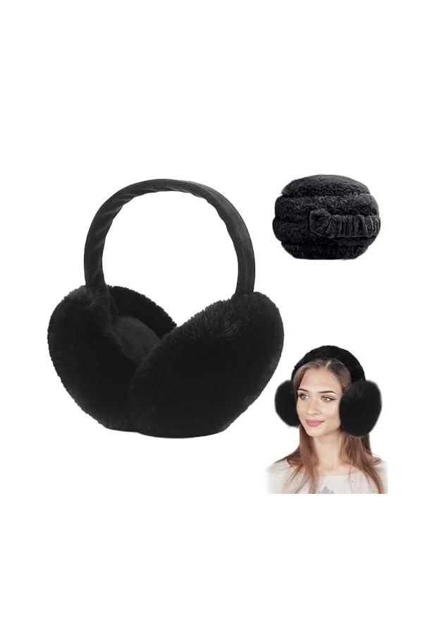 BNGXR Cache-Oreilles en Peluche Pliable, Chauffe-oreilles Hiver Chaud Couvre Unisexe Oreilles Earmuffs Réglables Doux, Anti F