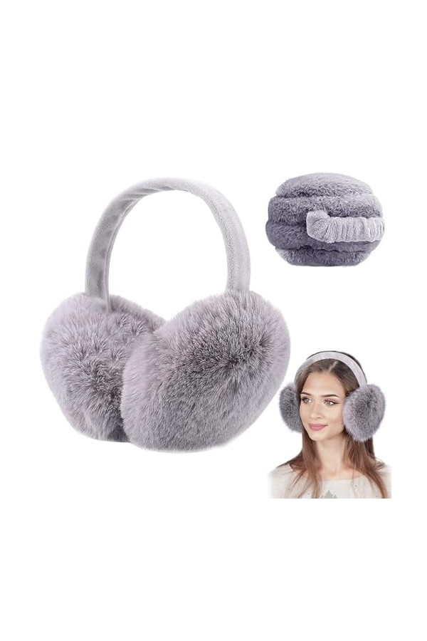 BNGXR Cache-Oreilles en Peluche Pliable, Chauffe-oreilles Hiver Chaud Couvre Unisexe Oreilles Earmuffs Réglables Doux, Anti F