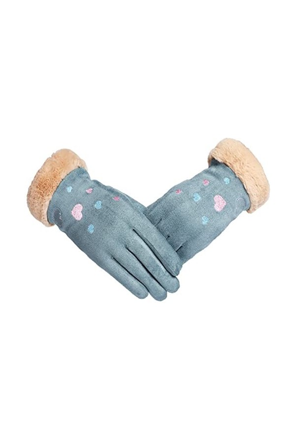 Gants en Daim Gants Multicolores Hiver Femme Hiver Chaleur Plus Velours Épais Daim Écran Tactile Noir