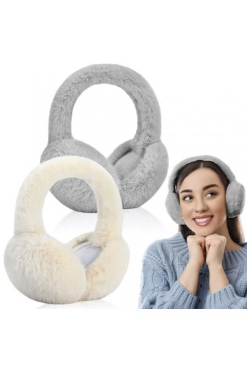 Lot de 2 cache-oreilles en polaire épaisse - Cache-oreilles unisexes pliables - Lavables - Doux pour la peau - Pour le ski et