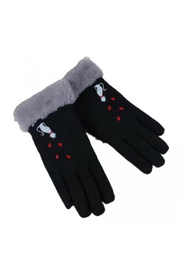 Gants DHiver Automne Et Hiver Plus Gants Chauds En Molleton Dames Daim Sports De Plein Air Gants De Cyclisme Noir Taille Lib