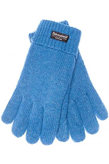 EEM gants tricotés pour femme, laine douce, doublure thermique Thinsulate, bleu S/M
