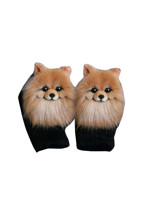 Gants, moufles en peluche danimaux de dessin animé pour femme, gants dhiver chauds, gants de ski pour filles, gants doublés