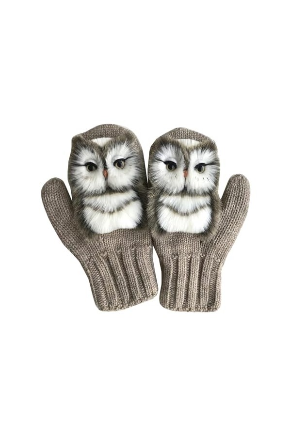 Gants, moufles en peluche danimaux de dessin animé pour femme, gants dhiver chauds, gants de ski pour filles, gants doublés
