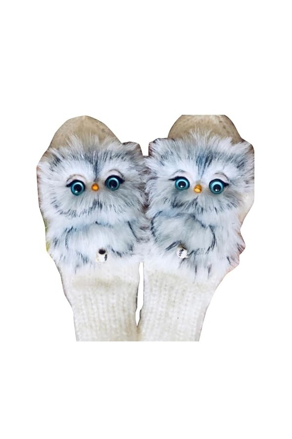 Gants, moufles en peluche danimaux de dessin animé pour femme, gants dhiver chauds, gants de ski pour filles, gants doublés