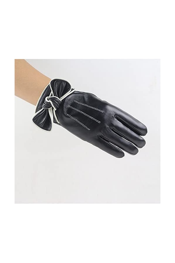Gants chauds en velours dautomne en cuir pour écran Gants dhiver pour femme Moufles convertibles A, taille unique 