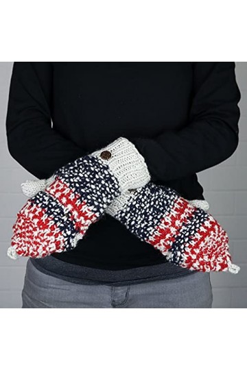 Freak Scene Gants à demi-doigts - Moufles - Gants tricotés - Laine - noir-rouge