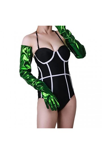 Aislor Gants Fille Femme Mariage Soirée Cocktail Fête Punk Gants Moufles Noir Cuir Gants de Bal Danse Spectacle Performance A