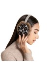 ZLYC Hiver Cache Fausse fourrure Cache-oreilles pour Femmes Gris Léopard. 