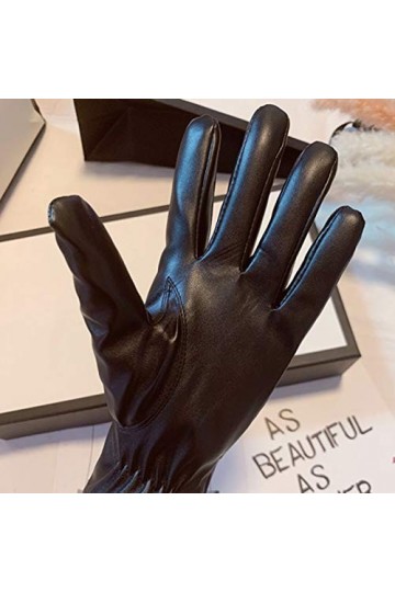 CAILIN Gants Gants en Cuir Femmes Hiver Plus Velours épaissie Chaleur, Coupe-Vent, imperméable à limperméabilisation et à Fr