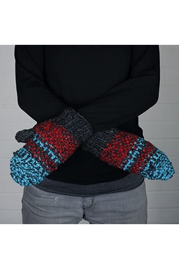 Freak Scene Moufles - Gants tricotés - Laine - rouge-bleu