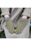 RFEGEF Femme Gants dhiver,Gants À Écran Tactile Gants Bowknot Tricotés À Élasticité Verte Dames Doux Coupe-Vent Élégant Mouf