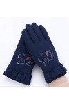 RFEGEF Femme Gants dhiver,Gants À Écran Tactile Lettres De Mode Bleu Marine Épaississent Gants DÉquitation Dames Doux Coupe