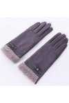 Femme Gants DHiver,Gants DÉcran Tactile Gris Faux Suede Bouche En Peluche Gants De Poignet Bowknot Dames Doux Coupe-Vent Él