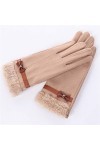 RFEGEF Femme Gants dhiver,Gants À Écran Tactile Kaki Faux Suede Bouche en Peluche Gants De Poignet Bowknot Dames Doux Coupe-