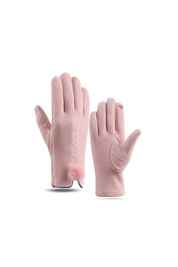 Lebooa Gants pour Femmes, avec écran Tactile Sensible aux Gants Chauds hivernaux, Gants Coupe-Vent doublés en Molleton pour l