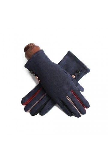 Gants Femme， Hiver femme monocouche chaud cachemire doigt complet prune motif mitaines femmes daim cuir écran tactile gants d