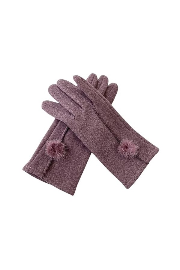 Gants Femme， Femme coréenne boule de vison doigt complet écran tactile chaud gants de cyclisme hiver Plus velours épais mitai