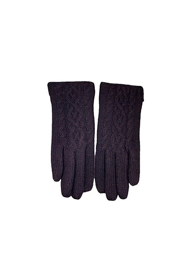 Liyinco Gants dhiver en Peluche pour Femmes, Gants tricotés de Couleur Unie à Motif torsadé, Gants dhiver Chauds en Velours