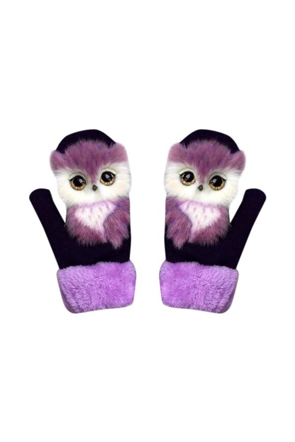NOTRYA Mitaines danimaux Mignons, Gants Chauds dhiver pour Femmes, Gants tricotés en Peluche danimaux, Gants en Peluche à 