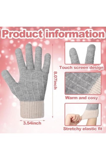 SATINIOR 3 Paires Gants dÉcran Tactile Doublés Mitaines Tactiles en Tricot Gants dHiver pour Textos Conduite, 3 Couleurs