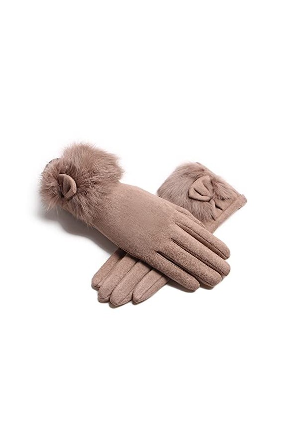 Gants Coupe Vent Gants en Daim Femme Automne Et Hiver Épaissis Froid Et Chaud Gants DExtérieur À Écran Tactile Marron