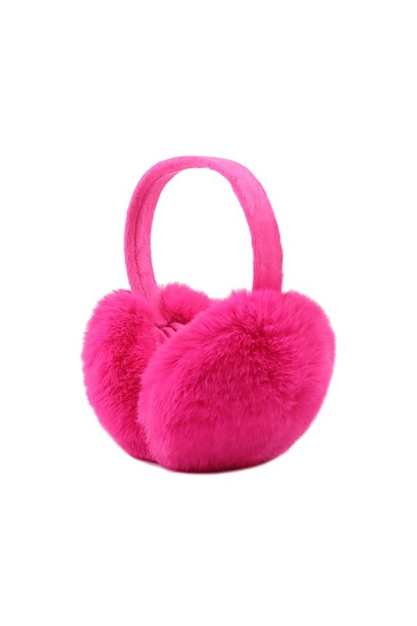 XIAOHAWANG Polaire Cache-Oreille Femme D’hiver Chaud Fille Cache Oreille en Peluche Joli Pliable Oreille Protéger Fushia 