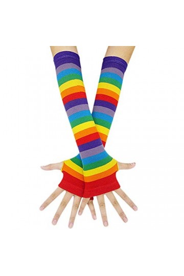 wrtgerht Gants Mitaines Femmes Temps Froid Plus Chaud Gothique sans Doigts Setsnk Rock Gants Couleur Rayure Femmes Gants Gant