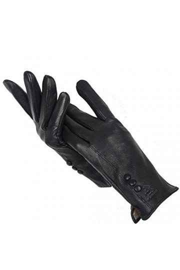 Gants Femme Chauds Cuir Hiver Moufles Noires Imperméable et Coupe-Vent Doublure en Peluche Garde Extérieur Cold-Proof Piding,