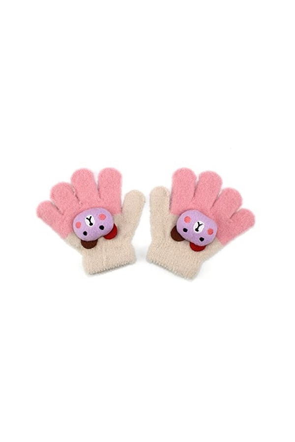 Gants et moufles Gants denfants hiver chauds gants à cinq doigts en plein air jouer douce cachemire mignon dessin animé doux