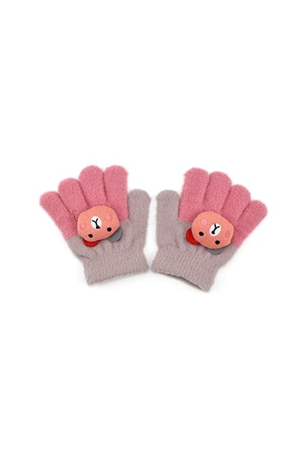 Gants et moufles Gants denfants hiver chauds gants à cinq doigts en plein air jouer douce cachemire mignon dessin animé doux