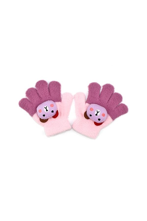 Gants et moufles Gants denfants hiver chauds gants à cinq doigts en plein air jouer douce cachemire mignon dessin animé doux