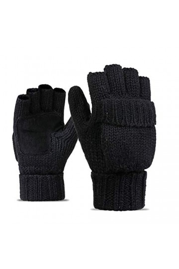 FUFU Moufles Gants À Moitié Doigts Gants Magiques dhiver Tricotés Gants sans Doigts Tricotés Color : Black 