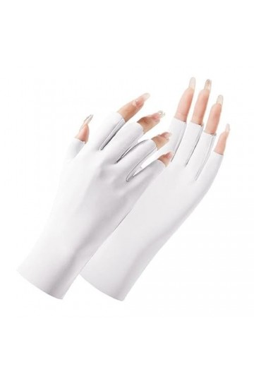 Gants Femme， Été femmes gants sans doigts glace soie mince écran tactile équitation conduite demi-doigt Protection UV gants d