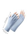 Gants Femme， Été femmes gants sans doigts glace soie mince écran tactile équitation conduite demi-doigt Protection UV gants d