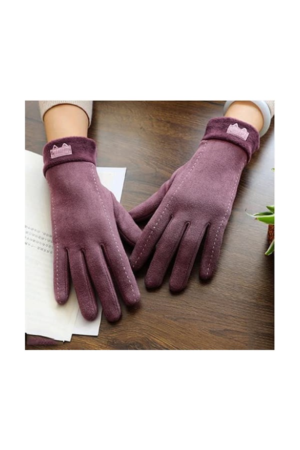 Jjshueryg Gants Hiver Plus Velours Écran Tactile Mignon Étudiant Gants Chauds en Daim, Femmes Automne Et Hiver Vélo Épaissie 