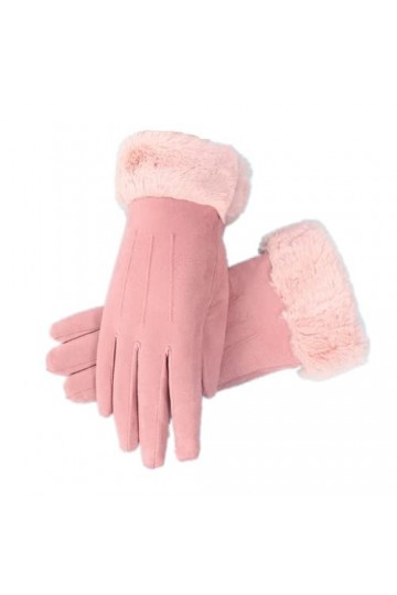 Femme Gants Gants En Daim Chaud Épaissis Dames Plus Écran Tactile Extérieur Épaissi En Velours Rose Taille Libre