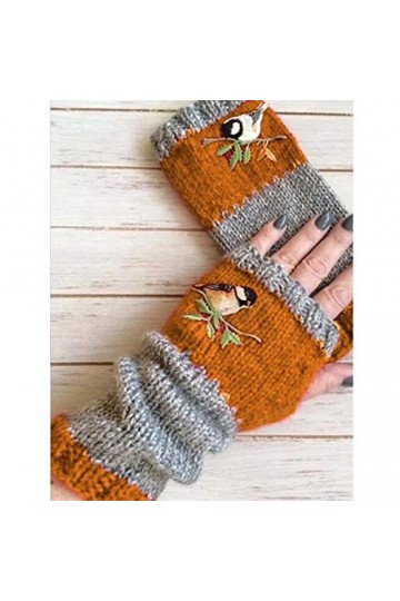 Gants Mitaines Convertible Femmes Gants dhiver Gants dextérieur Tricot Broderie Velours Chaud Gants Gants Mitaines Gants