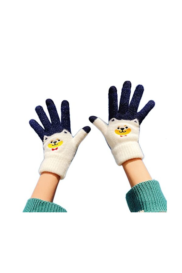 wrtgerht Gants Mitaines Combo avec Poche Écran Tactile Rayé Thermique Hiver Femme Gants Polaire Gants Mitaines Homme Gants C