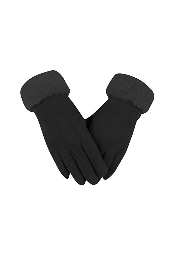 CHAOEN Gants dhiver pour femme coupe-vent doublés Sherpa thermiques avec écran tactile pour textos, gants dhiver chauds et 