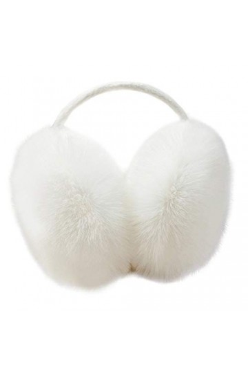 JIHUOO Hiver Fausse Fourrure Cache-Oreilles Chauffe-Oreille Protège Oreilles pour Femme Blanc