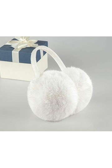 JIHUOO Hiver Fausse Fourrure Cache-Oreilles Chauffe-Oreille Protège Oreilles pour Femme Blanc