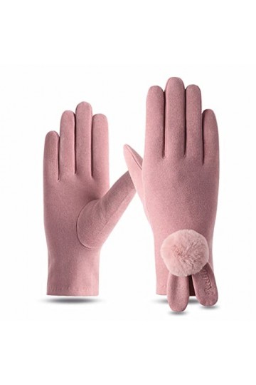 Gants Chauds Pour Femme Gants Femmes Hiver Plus Velours Épais Gants Chauds Conduite Écran Tactile Gants De Cyclisme Rose Tail