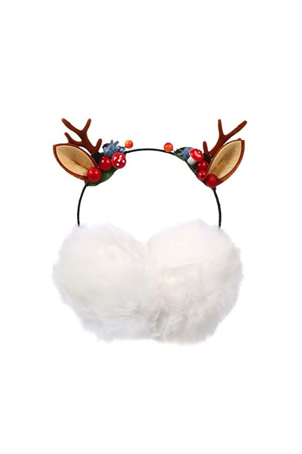 ABOOFAN Cache-Oreilles de Noël Bois de Wapiti Cache-Oreilles Hiver Mignon Renne Écouteurs Oreille Couvre Rennes en Peluche Ba