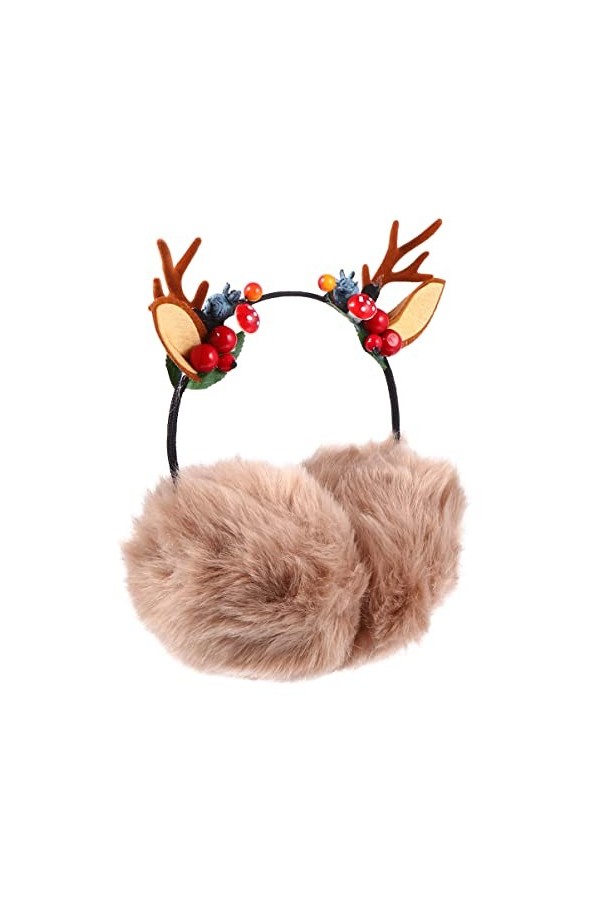 ABOOFAN Cache-Oreilles de Noël Bois de Wapiti Cache-Oreilles Hiver Mignon Renne Écouteurs Oreille Couvre Rennes en Peluche Ba